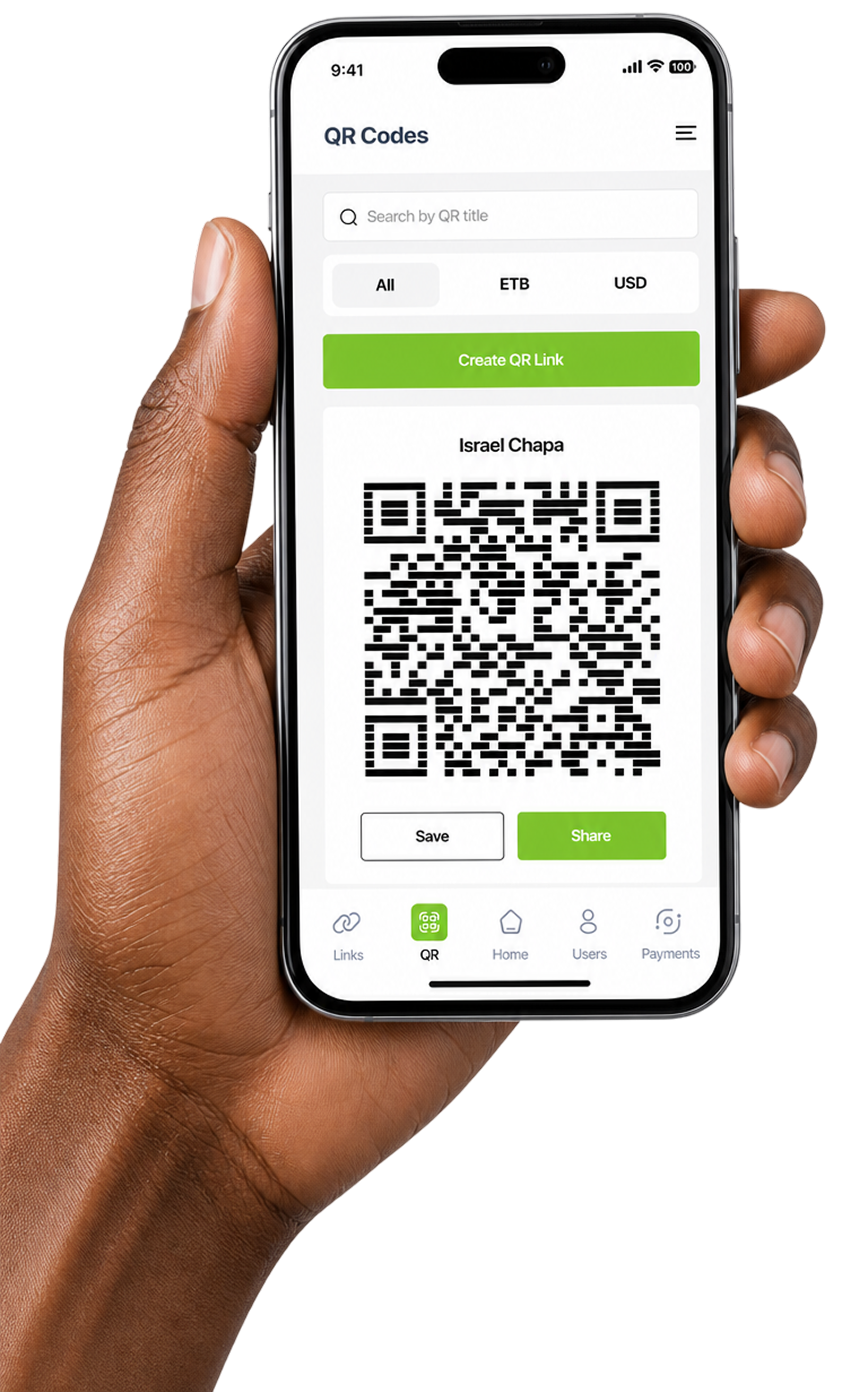 Customer paying via Chapa QR code